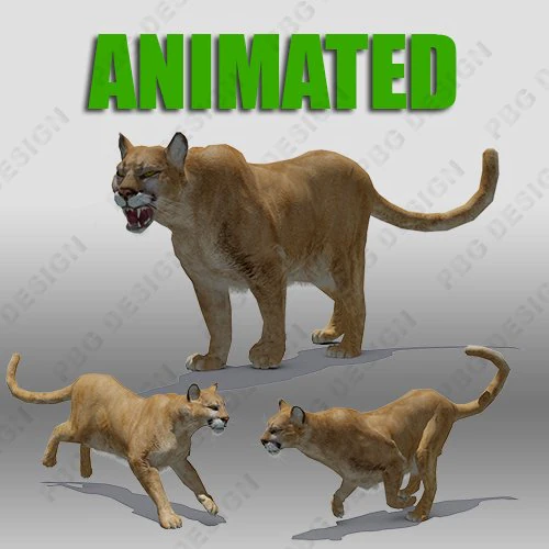 mountain lion 3D Model .c4d .max .obj .3ds .fbx .stl .blend 