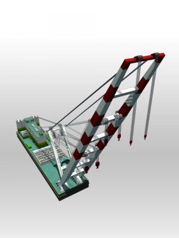 crane barge Modelo 3D .c4d .max .obj .3ds .fbx .stl .blend 