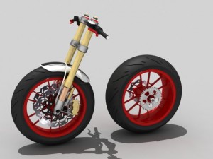 motorcycle wheels and front suspension 3D Модель