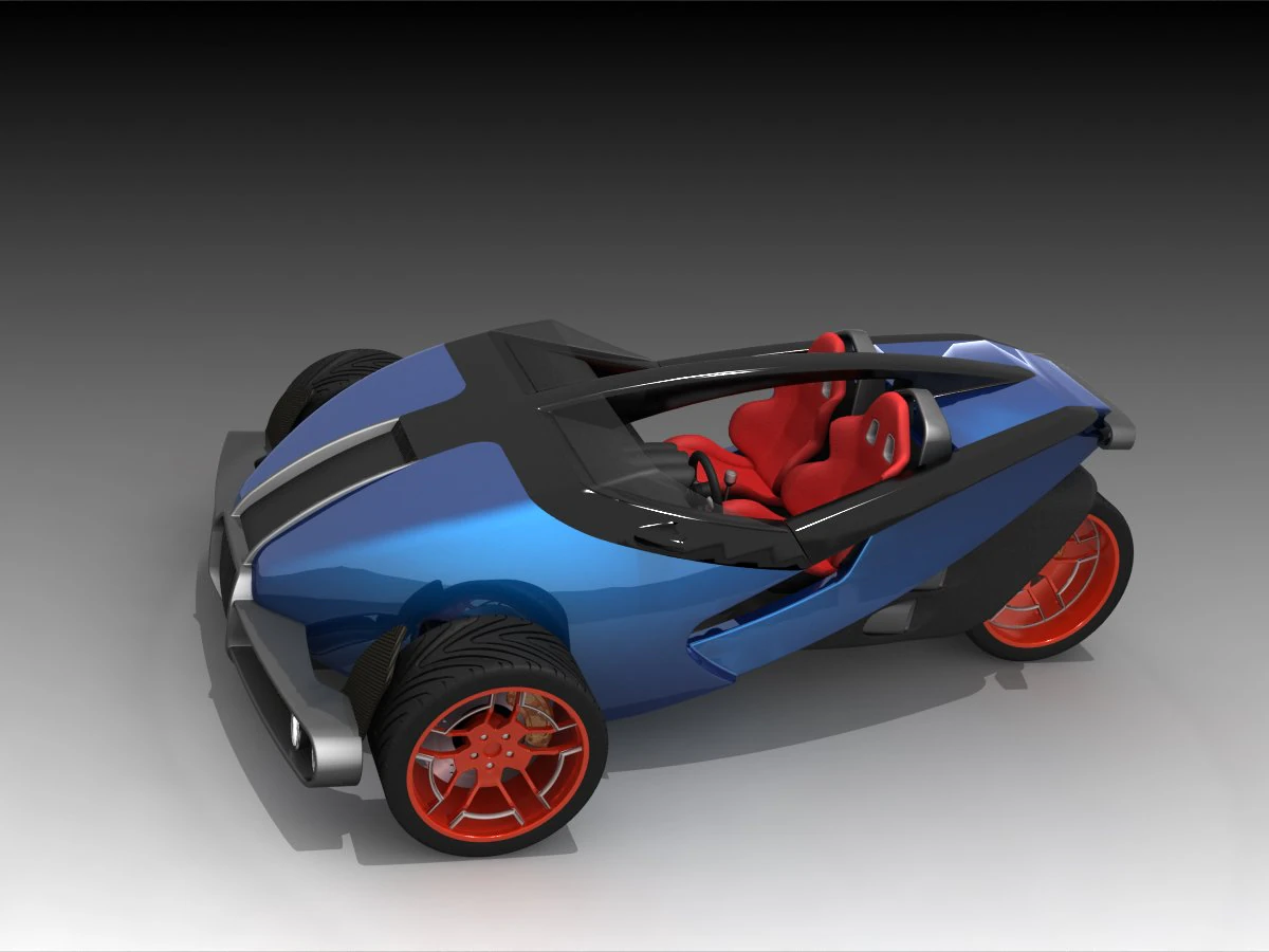 3 wheels motorcycle concept 3D Model .c4d .max .obj .3ds .fbx .stl .blend 