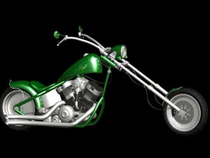 chopper motorcycle green 3D Модель