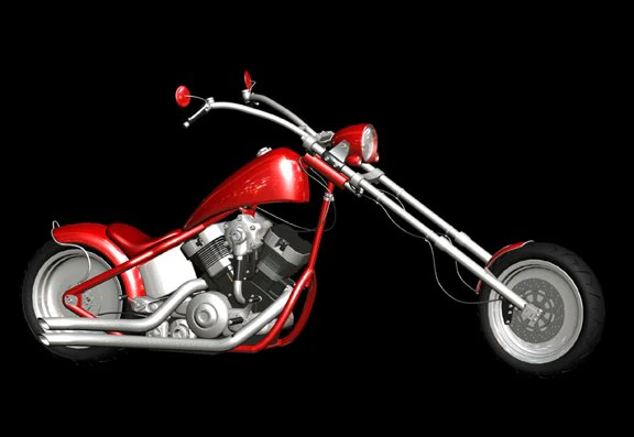 chopper motorcycle red 3D Model .c4d .max .obj .3ds .fbx .stl .blend 