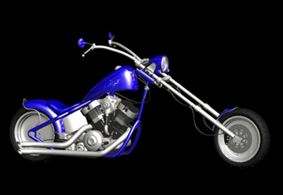 chopper motorcycle blue 3D Model .c4d .max .obj .3ds .fbx .stl .blend 