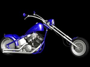 chopper motorcycle blue 3D Model