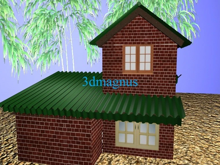 3d brick house 3D Model .c4d .max .obj .3ds .fbx .stl .blend 