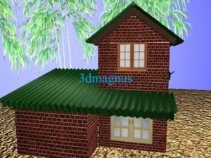 3d brick house Modelo 3D