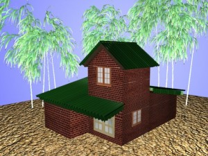 3d brick house 3D Model