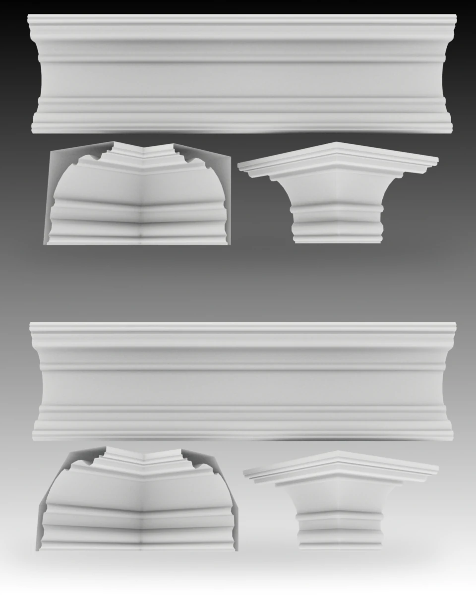 lot de 23 mailles de base de corniches Modèle 3D .c4d .max .obj .3ds .fbx .stl .blend