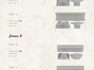 set of 23 cornices base meshes Modello 3D