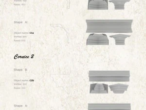 lot de 23 mailles de base de corniches Modèle 3D