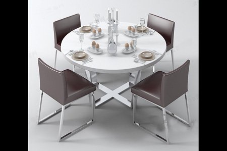 4 person round table and chairs 3D Model .c4d .max .obj .3ds .fbx .stl .blend 