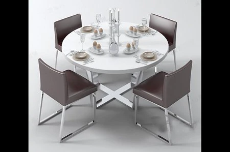 4 person round table and chairs 3D Model .c4d .max .obj .3ds .fbx .stl .blend 