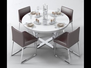 4 person round table and chairs 3D-Modell