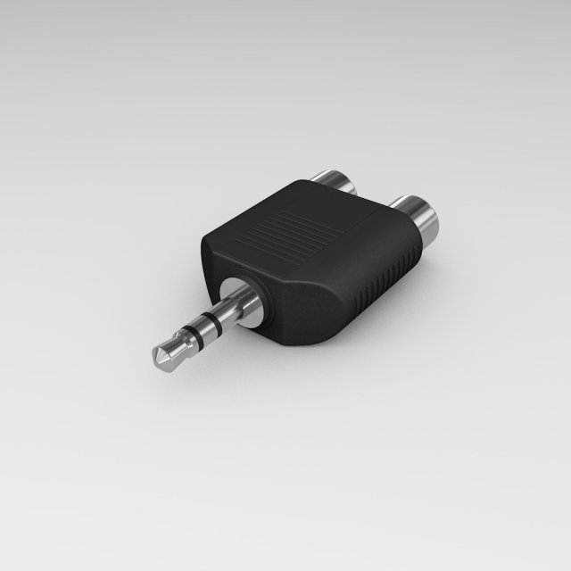 dual rca to mini jack stereo adapter Model 3D .c4d .max .obj .3ds .fbx .stl .blend 