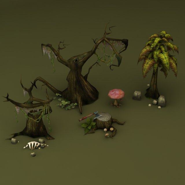 lowpoly fantasy tree Modelo 3D .c4d .max .obj .3ds .fbx .stl .blend 