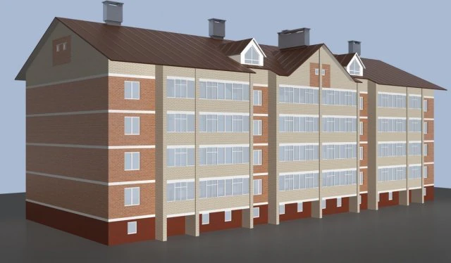 4 storey building 3D Model .c4d .max .obj .3ds .fbx .stl .blend 