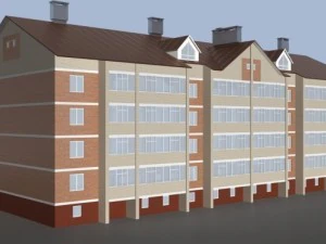 Immeuble de 4 &eacute;tages Modèle 3D