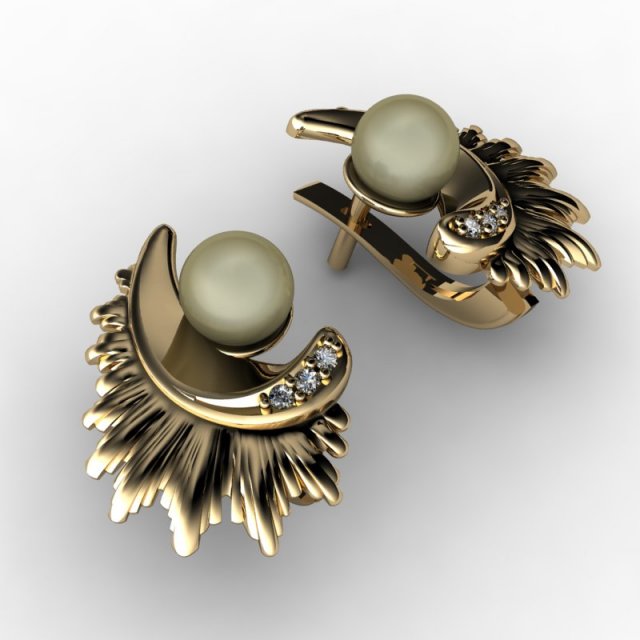 earring with pearl 3D Model .c4d .max .obj .3ds .fbx .stl .blend 