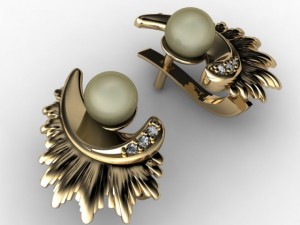earring with pearl 3D Model