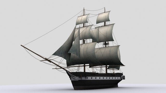 sailboat brig Modello 3D .c4d .max .obj .3ds .fbx .stl .blend 