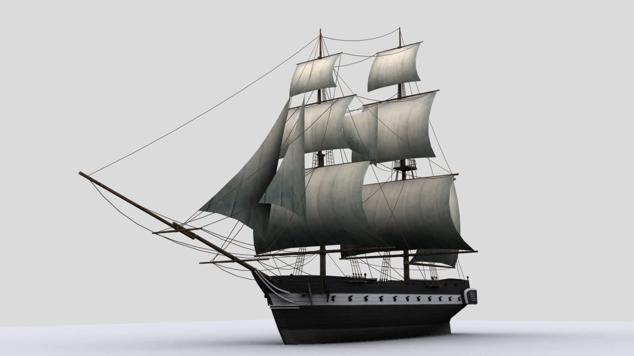 sailboat brig 3D Model .c4d .max .obj .3ds .fbx .stl .blend 