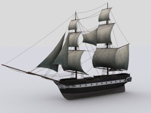sailboat brig Modello 3D