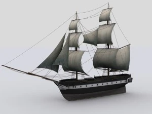sailboat brig 3D Model
