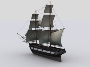 sailboat brig Modello 3D