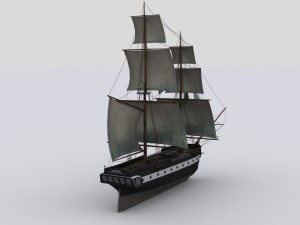 sailboat brig Modello 3D