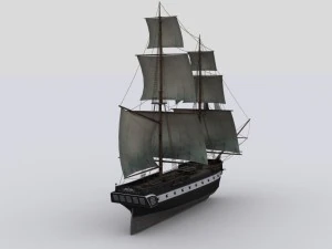sailboat brig 3D Model