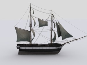 sailboat brig Modello 3D