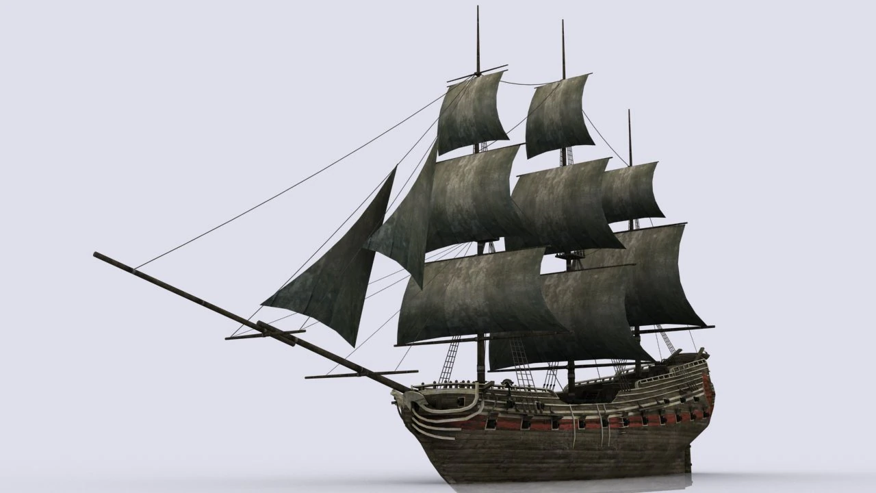 old sailing warship 3D Model .c4d .max .obj .3ds .fbx .stl .blend 