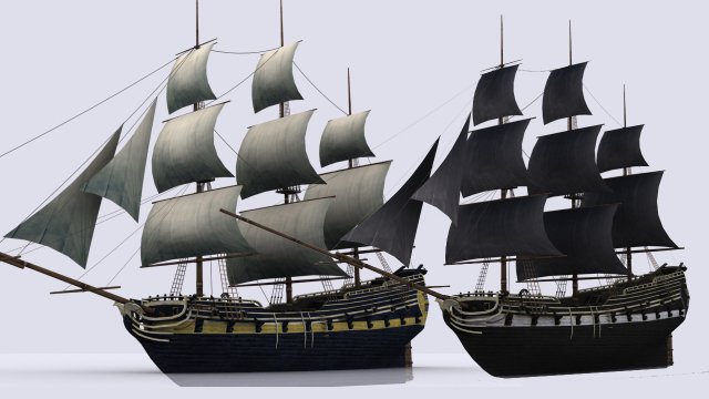 sailing warship Model 3D .c4d .max .obj .3ds .fbx .stl .blend 