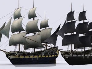 帆走軍艦 3Dモデル