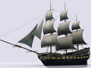 navio de guerra &agrave; vela Modelo 3D