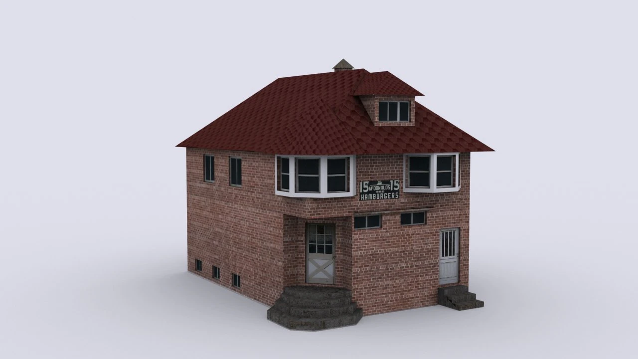 brick house 3D Model .c4d .max .obj .3ds .fbx .stl .blend 