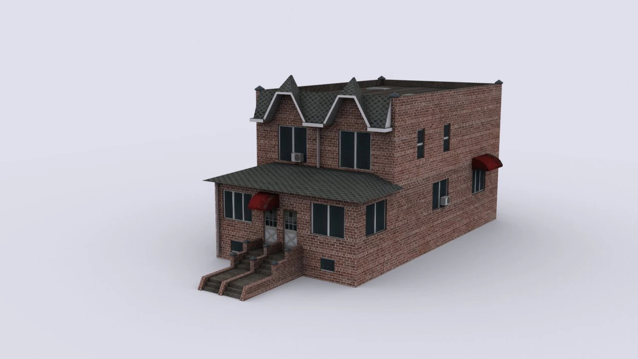 brick house 3D Model .c4d .max .obj .3ds .fbx .stl .blend 