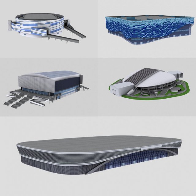 five stadiums 3D Model .c4d .max .obj .3ds .fbx .stl .blend 