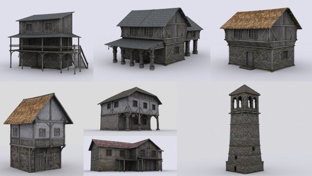 medival house pack Modello 3D .c4d .max .obj .3ds .fbx .stl .blend 