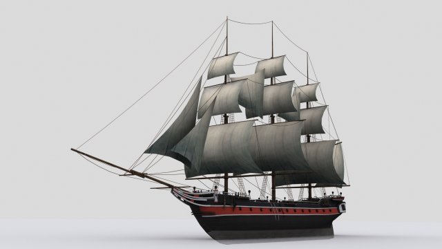 sailing warship corvette 3D 모델 .c4d .max .obj .3ds .fbx .stl .blend 