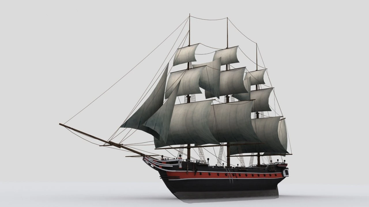 sailing warship corvette 3D Model .c4d .max .obj .3ds .fbx .stl .blend 