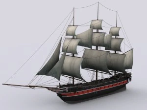 sailing warship corvette 3D Model