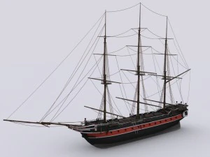 sailing warship corvette 3D Model