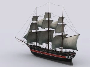 sailing warship corvette 3D Model