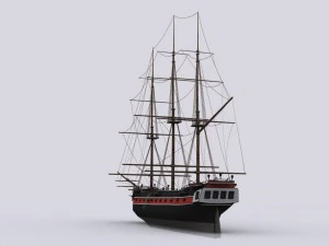 sailing warship corvette 3D Model