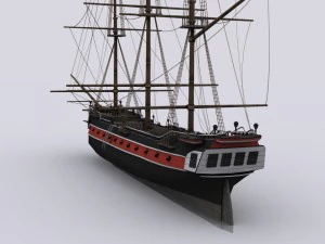 sailing warship corvette 3D Model