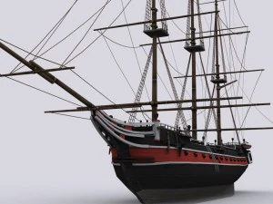 sailing warship corvette 3D Model