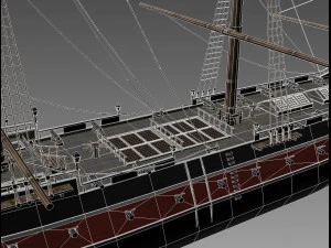 sailing warship corvette 3D Model