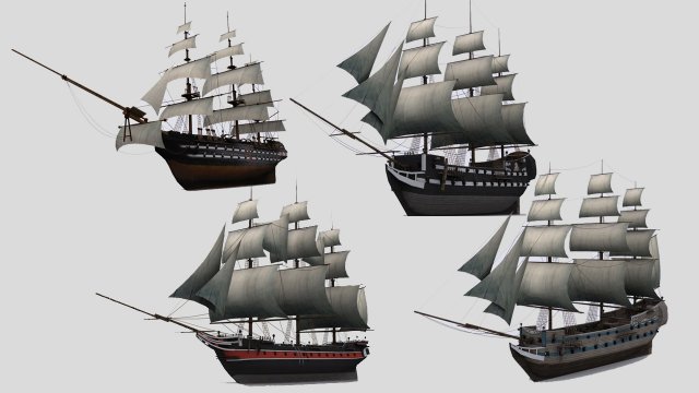 military sailing ships 3D Модель .c4d .max .obj .3ds .fbx .stl .blend 
