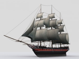 military sailing ships 3D Модель